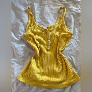 Rosio Yellow Ribbed Buttoned Camisole